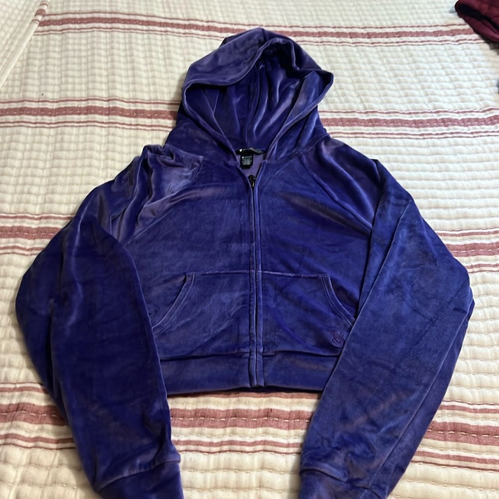 Never worn VS women’s velour zipper hoodie